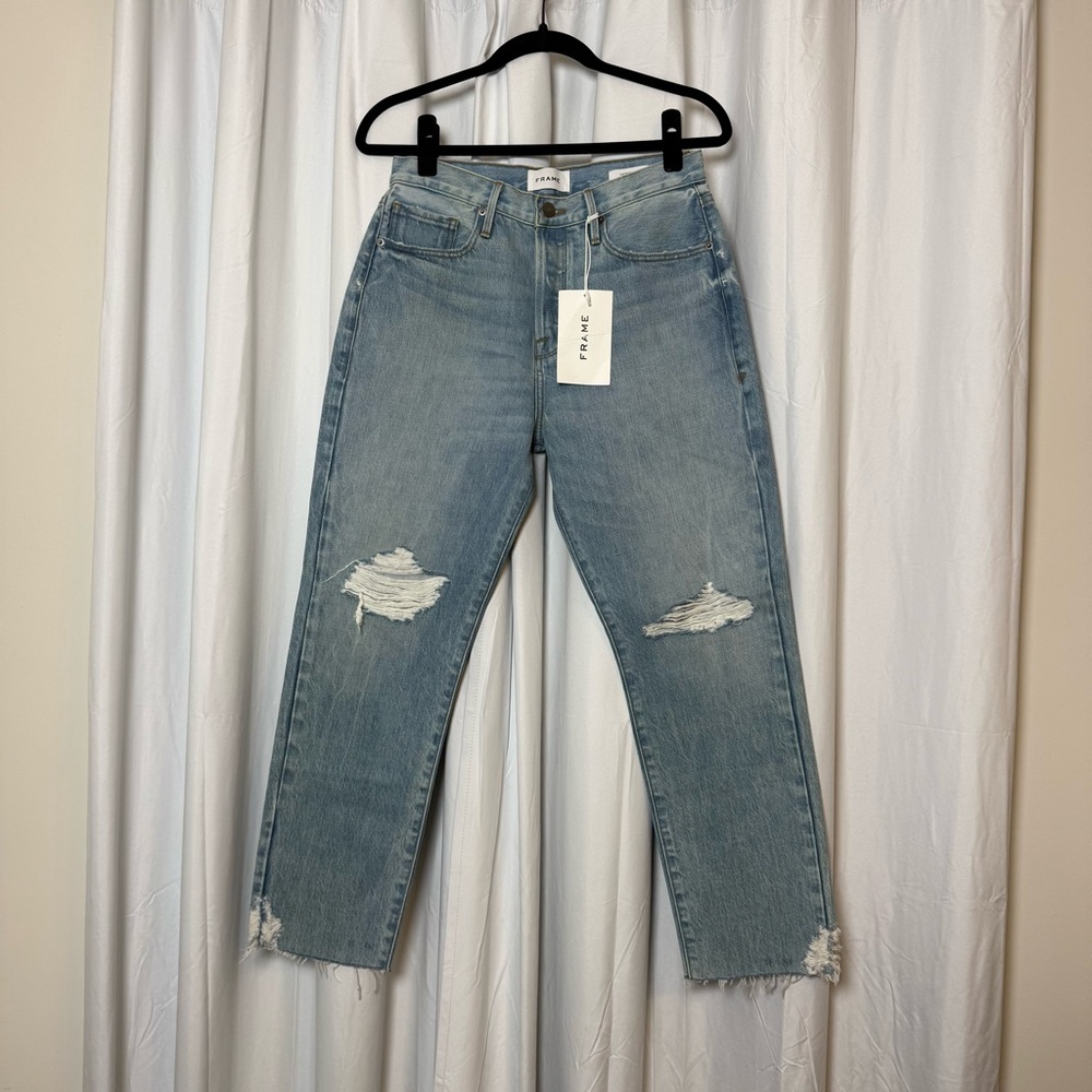 FRAME Le Original Jeans High Rise Crop Distressed Raw Hem NWT 27